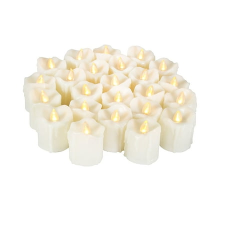 Blue Led Candles Candle Choice 24 Piece Realistic Flameless Candles, Indoor / Outdoor LED Votives, Tea Lights, Battery-operated Candles, Long Battery Life 120+ Hours, 1.5