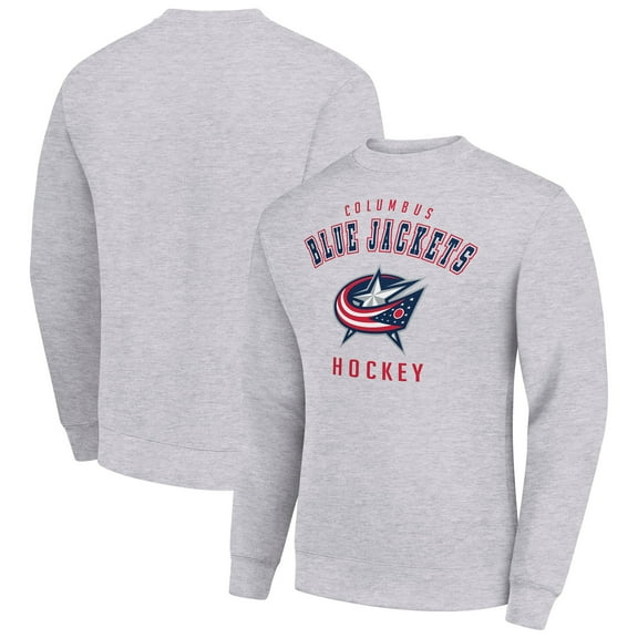 Men's Starter  Heather Gray Columbus Blue Jackets Team Logo Fleece Pullover Sweatshirt