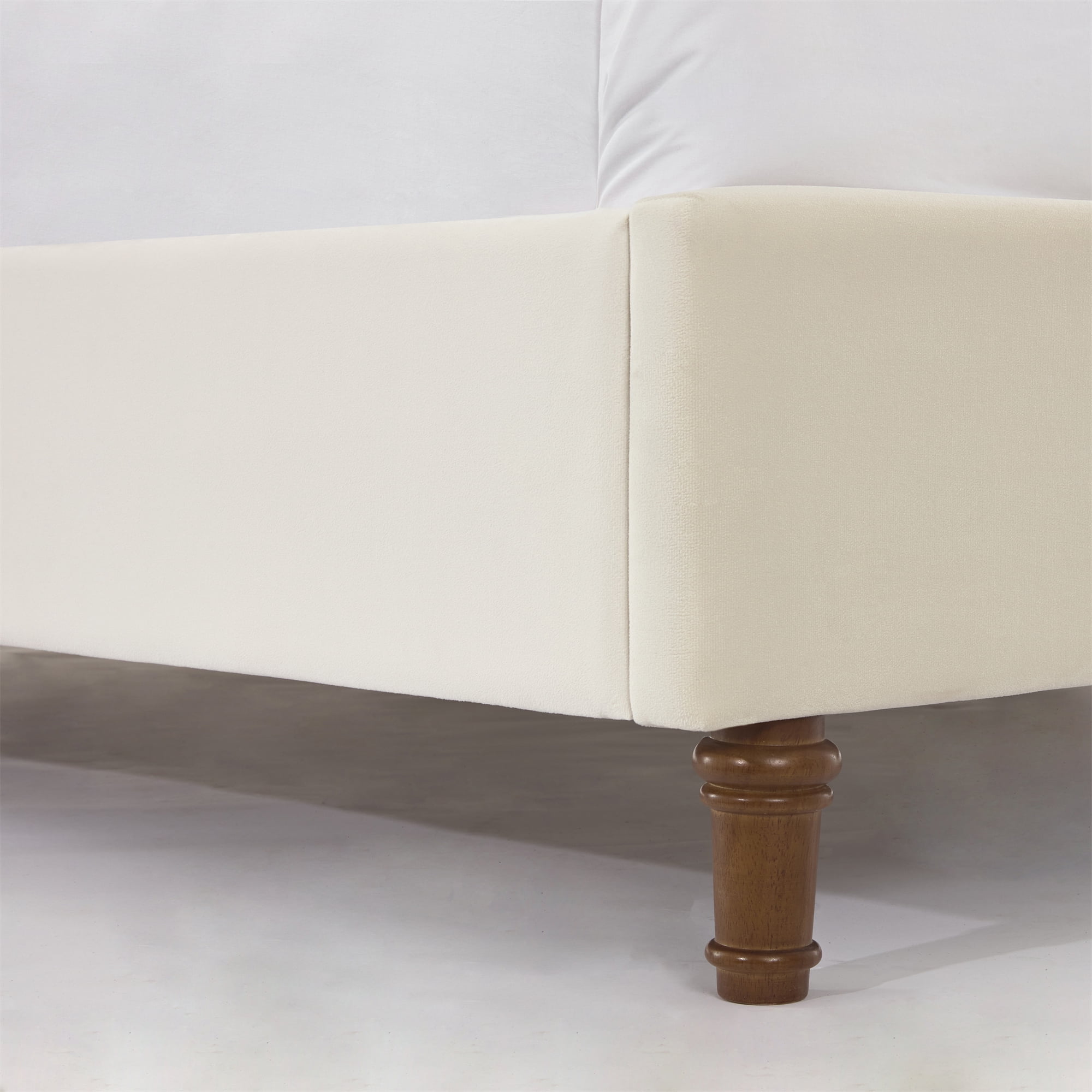 Miniyam King Size Platform Bed Frame with 54" High Wingback Headboard, Tufted & Nailhead Trim, Beige