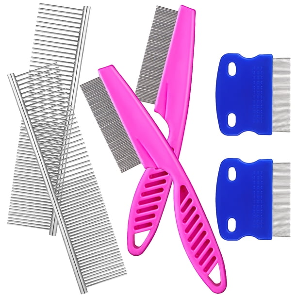 6 PCS Combs Pet Corns con extremos redondeados Dientes de acero inoxidable para mascotas largas y cortas