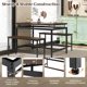 thumbnail image 4 of Songqin Kitchen Table Chairs Set of 3 - Dining Table Set for 4 with 2 Benches, Metal Frame, Space-Saving Dinette Table Set for 4, Small Places Breakfast Nook Table Set, Kitchen Table Set, Brown, 4 of 9