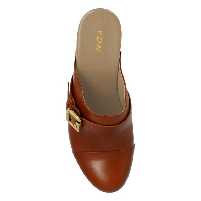 YDN Women Daily Rivet Studded Closed Toe Mules Platform