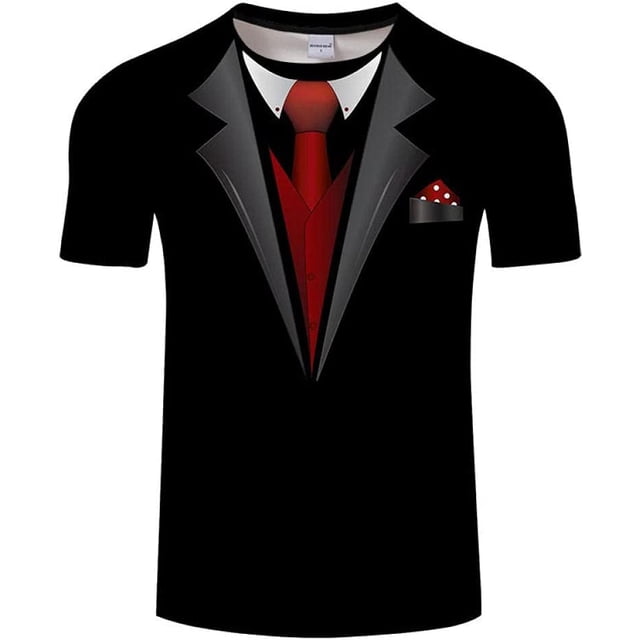 "Xishao Camisetas Hombre Baratas Ties 3D Ties Ties De Verano De Hombres T Shirt Camisetas Camiseta Retro Corbata Traje 3D Impresión 3D Camiseta De Manga Casual Manga De Manga De Manga Divertida Tops" Xishao ropa