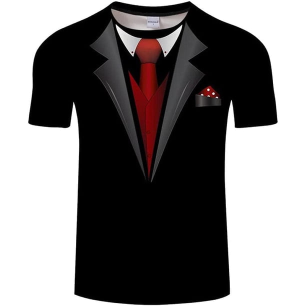 "Xishao Camisetas Hombre Baratas Ties 3D Ties Ties De Verano De Hombres T Shirt Camisetas Camiseta Retro Corbata Traje 3D Impresión 3D Camiseta De Manga Casual Manga De Manga De Manga Divertida Tops" Xishao ropa