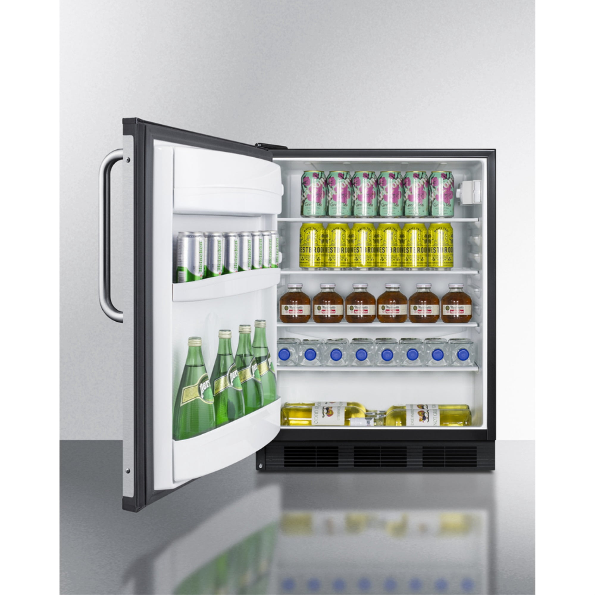 Commercial 5.5 cu.ft. beverage zone all-refrigerator with stainless steel handle