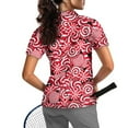 thumbnail image 2 of COEQINE V Neck Golf Shirts for Women 1/4 Zip Lightweight Short Sleeve Tennis Activewear Candy Cane Print Moisture Wicking Soft Golf Tops Quick Dry Fit Polo Shirts, S, 2 of 7