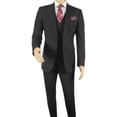thumbnail image 3 of Men Suit BERLUSCONI Turkey 100% Italian Wool Super 180's 3pc Vested #Ber21 Black, 3 of 11