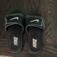 thumbnail image 1 of Nike Black Slide Sandals with White Logo, 1 of 4