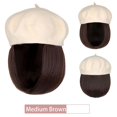 thumbnail image 2 of YEKEYI Wig Hat Wool Berets Extensions Stretchable Solid Cap Attached with Hair Straight Bob Synthetic Hairpiece Cap, 2 of 7