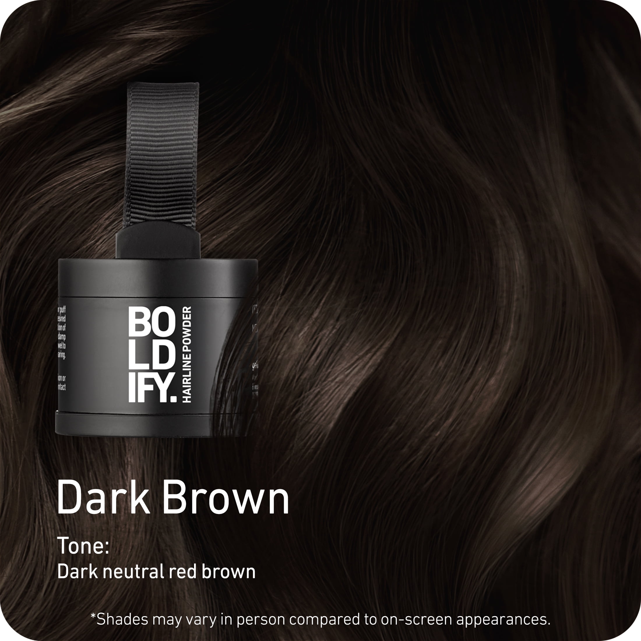 BOLDIFY Root Touch Up Powder with Brush, Covers Thinning Hair & Grays, Water-Resistant, Dark Brown, 4g