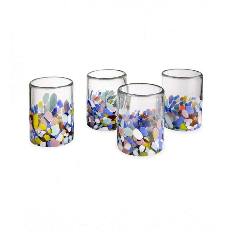 Hand Blown Colorful 8 oz Wine Glasses (Set of 6) - Confetti Festival