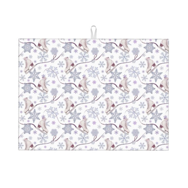 Fotbe Elegant ice skates snowflakes Alfombrilla de Secado para Cocina con Estampado, 18x24 Pulgadas