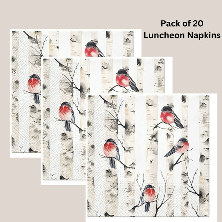 Keep Unique Floral Paper Napkins, Decoupage Napkins Birds, Assorted Color,  20/Pack 