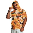 thumbnail image 2 of UDAUDU Mens Camo Shirts with Hood Breathable Lightweight Short Sleeve Hooded Athletic Workout 2026 Fall Trendy Tops Orange S, 2 of 8