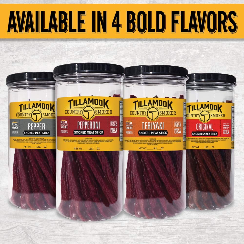 Tillamook Country Smoker Real Hardwood Smoked Sausages, Pepper, 15.2 Ounce Tall Jar, 20 Count Pepper 20 Count (Pack of 1)