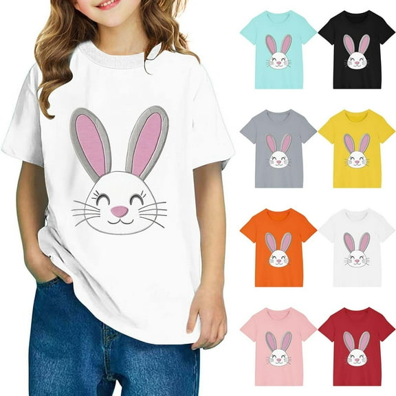 QATAINLAV Boys Girls Easter T-Shirt Casual Loose Short Sleeve Printed Crewneck Tee Shirt for Toddler Kids Blue 4 Years