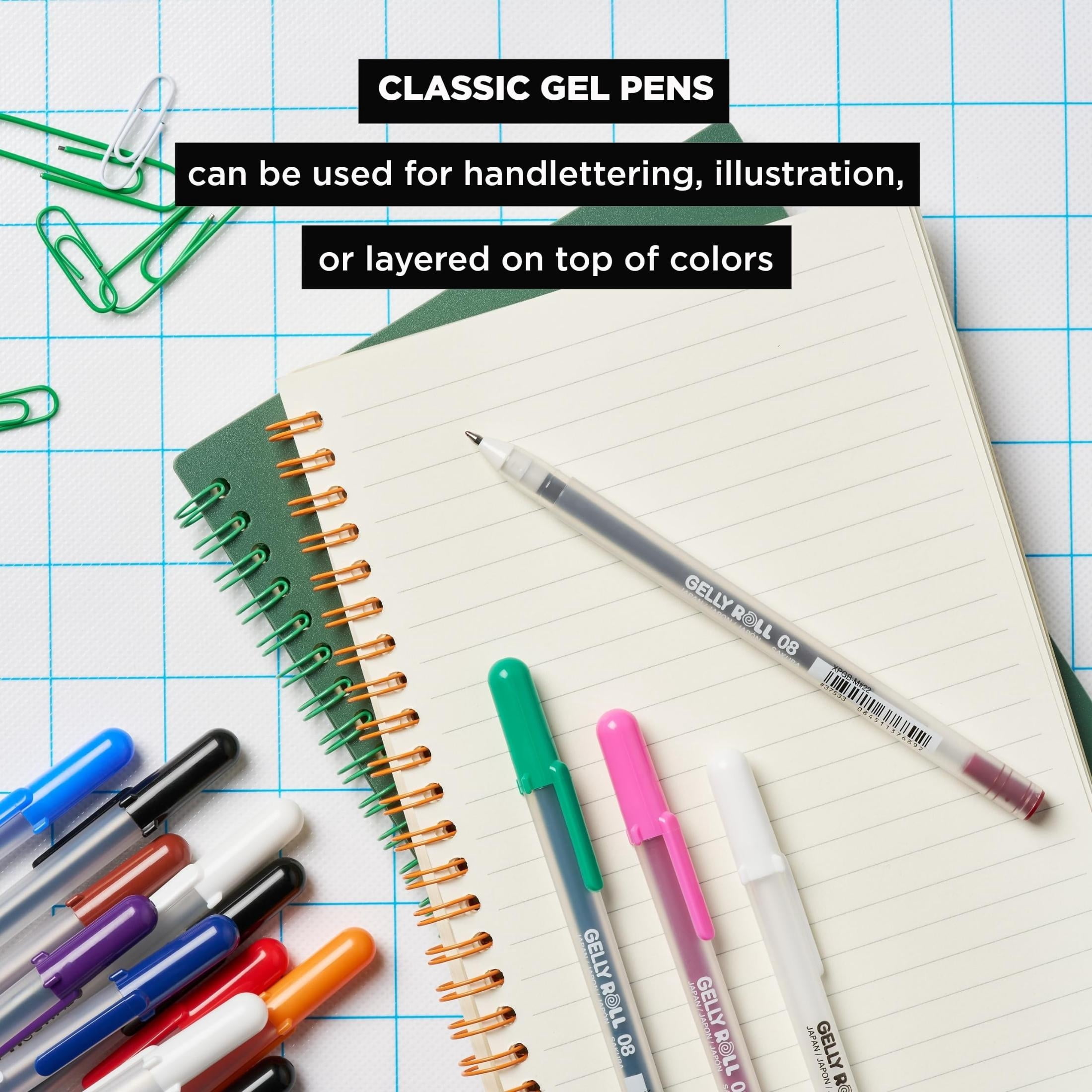 Sakura Gelly Roll Gel Pens - Medium Tip Ink Pens for Journaling, Art, and Drawing - Classic White Ink - 6 Pack