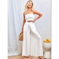 thumbnail image 6 of Women Casual High Waist Spring Fall Solid Color Long Wide Leg Pants Casual with Pockets White M, 6 of 10