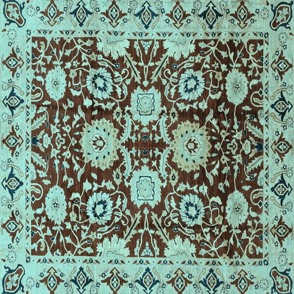 Ahgly Company Indoor Square Abstract Light Blue Modern Area Rugs, 4' Square
