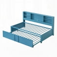 thumbnail image 2 of Metal Twin Size Daybed with Twin Trundle & Storage Shelves & USB Ports - Blue, 2 of 16