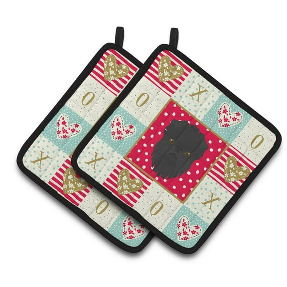 Carolines Treasures CK5180PTHD Affenpinscher Love Pair of Pot Holders, 7.5HX7.5W, multicolor