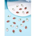 thumbnail image 3 of 48 piezas de dijes de esmalte de fresa, 2 colores, rojo y rosa, con parte trasera plana, accesorios para fresas., 3 of 4