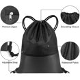 thumbnail image 3 of Bolsa de deporte con cordón negra, mochila con cordón impermeable plegable unisex, bolsa de deporte con cordón para viajes, camping, gimnasio, escuela, natación, playa, piscina (48 * 40 cm)., 3 of 5