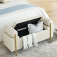 thumbnail image 4 of Beige Upholstered Storage Bench with Gold Metal Legs / Ideal for Any Decor Room, 4 of 5