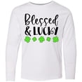 thumbnail image 3 of Inktastic Blessed and Lucky 4 Leaf Clovers St. Patrick's Day Long Sleeve Youth T-Shirt, 3 of 5