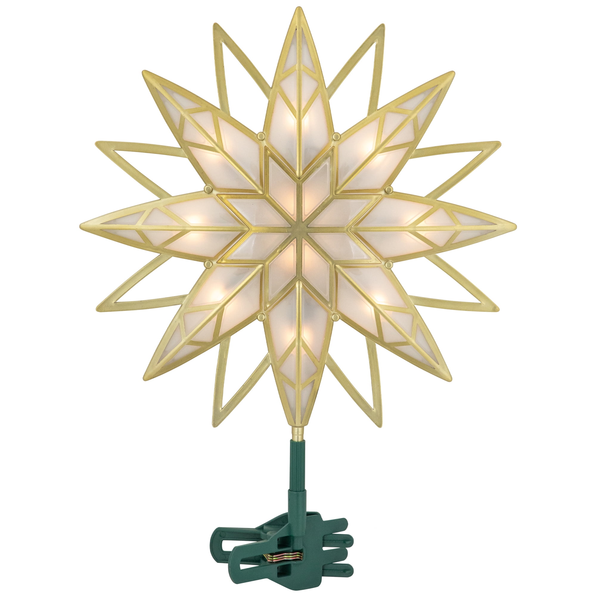 Northlight Lighted Geometric Frosted Star Christmas Tree Topper - 12.5" - Gold