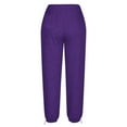 thumbnail image 4 of Womens Fleece Lined Sweatpants Baggy High Waisted Joggers Cinch Bottom Lounge Pants with Pocket Active Wear Purple, 4 of 5