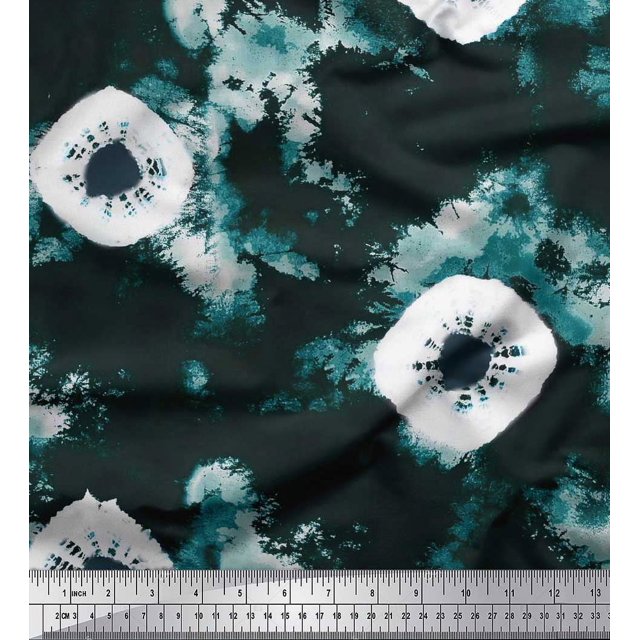 Soimoi Poly Georgette Fabric Spider Tie-Dye Print Sewing Fabric Yard 52 Inch Wide