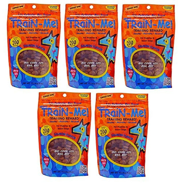 Dog Training Mini Treat Pack Salmon Flavor Rewards for Puppies Small Breed Dogs (Five Packs)