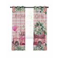 thumbnail image 7 of Eucalyptus Trucks Blackout Curtains for Bedroom, Spring Farmhouse Floral Leaves Pink Plaid Thermal Insulated Kitchen Drapes with Grommets, Light Blocking Window Treatment, 2 Panels 42" x 63", 7 of 7