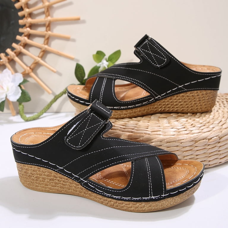 Dress Sandals for Women Fashion Women Casual Round Head Comfy Thick-soled  Slipper Beach Casual Shoes - Walmart.com