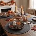 thumbnail image 6 of Sm:)e 15 Inch Round Braided Placemats Set of 4, Cotton Polyester Washable Heat Resistant Placemats, Decor for Kitchen Dining Table and Party(Grey), 6 of 7
