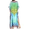 thumbnail image 2 of Sakkas Jabari Women's Maxi Short Sleeve Long Beach Kaftan Dress Boho Loose Gown - WT53-Turq - One Size, 2 of 5