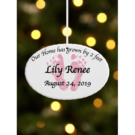 Personalized Oval Christmas Ornament Personalized Baby Feet Ceramic Oval Christmas Ornament, Available in 5 Designs ()