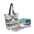 thumbnail image 2 of FORMRS Womens Canvas Tote Bag with Zipper Inner Pocket Shoulder Handbag, Winter Village, 2 of 7