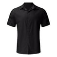 thumbnail image 5 of Yuncity Men Polo Shirts Casual Button Up Linen Shirt Everyday Wear Loose Fit Solid Color Fall T Shirts For Men Xxxxl, 5 of 5