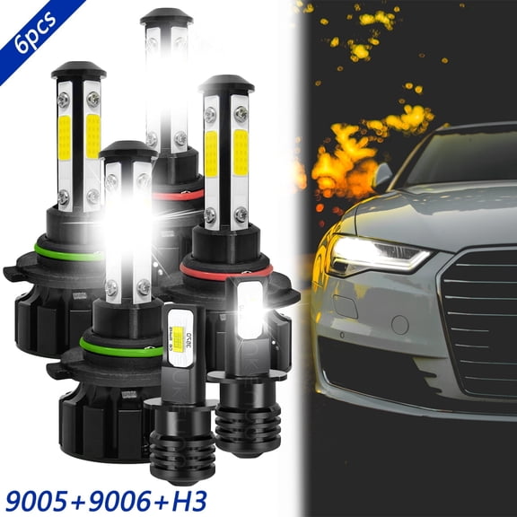 LED Headlight Fog Light Bulbs Combo Kit White for 2001-2004 Toyota Corolla 2002 2003