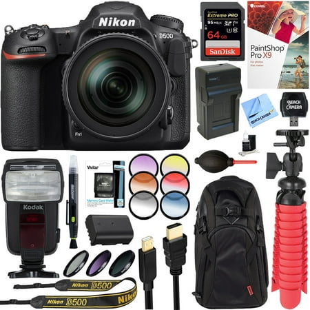 Nikon D500 20.9 MP DX Format Digital SLR Camera with AF-S 16-80mm f/2.8-4E ED VR + 64GB Memory & Flash Accessory Bundle