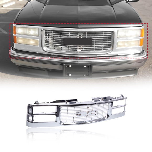 Titanium Plus Autoparts Grille avant Chromée 1994-1997 Compatible avec GMC C1500 C2500 C3500 K1500 K3500 K2500 C1500 GM1200448