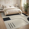 thumbnail image 3 of ODIKA 8'x10' Washable Area Rug Durable, Non-Slip Beige Black Geometric Abstract Art Design Contemporary Visuals with Minimalist Shapes for Living Room, Under Sectional, Family, 3 of 7
