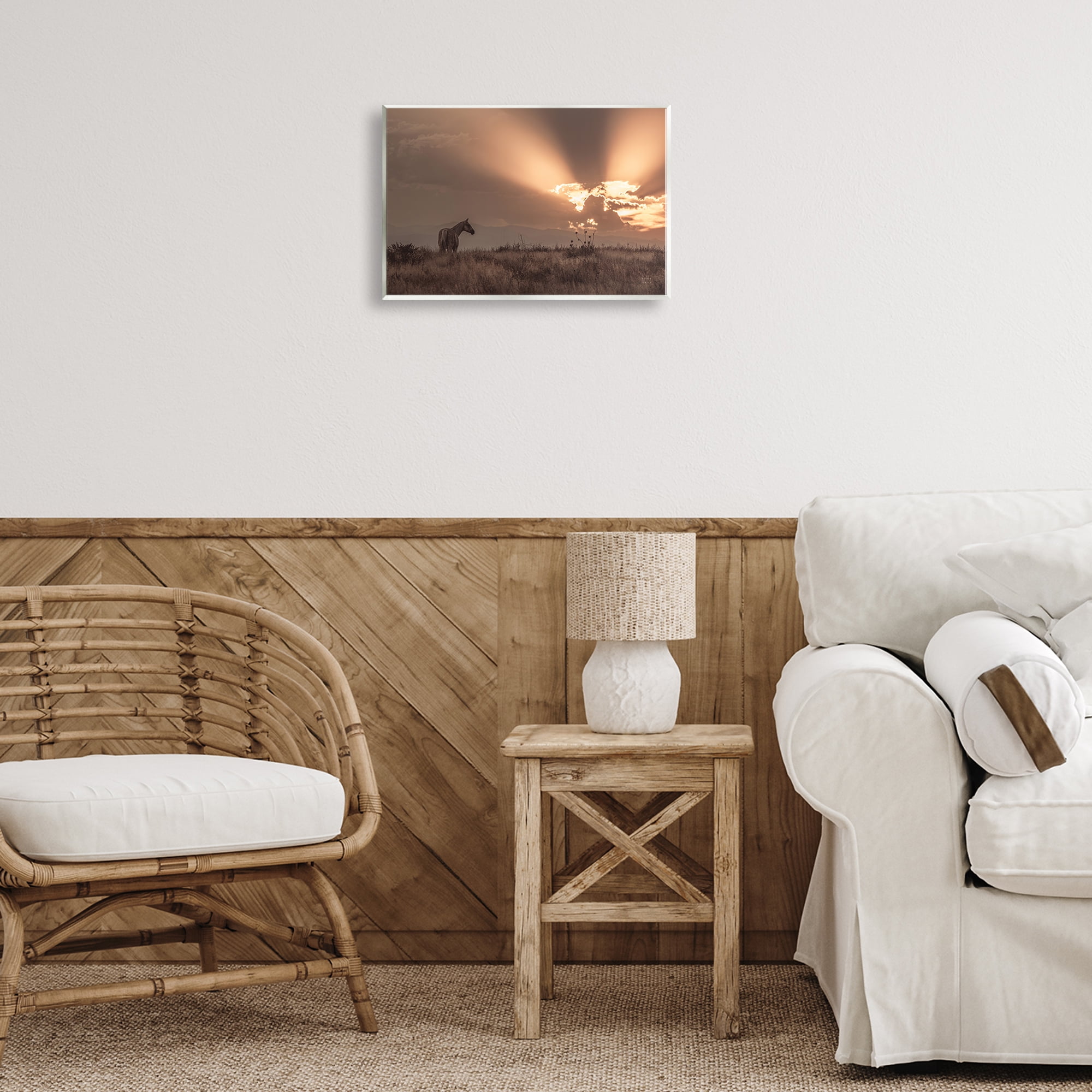 Stupell Industries Faded Sunset with Horse Landscape & Nature Photography Unframed Art Print Wall Art, 15 x 10