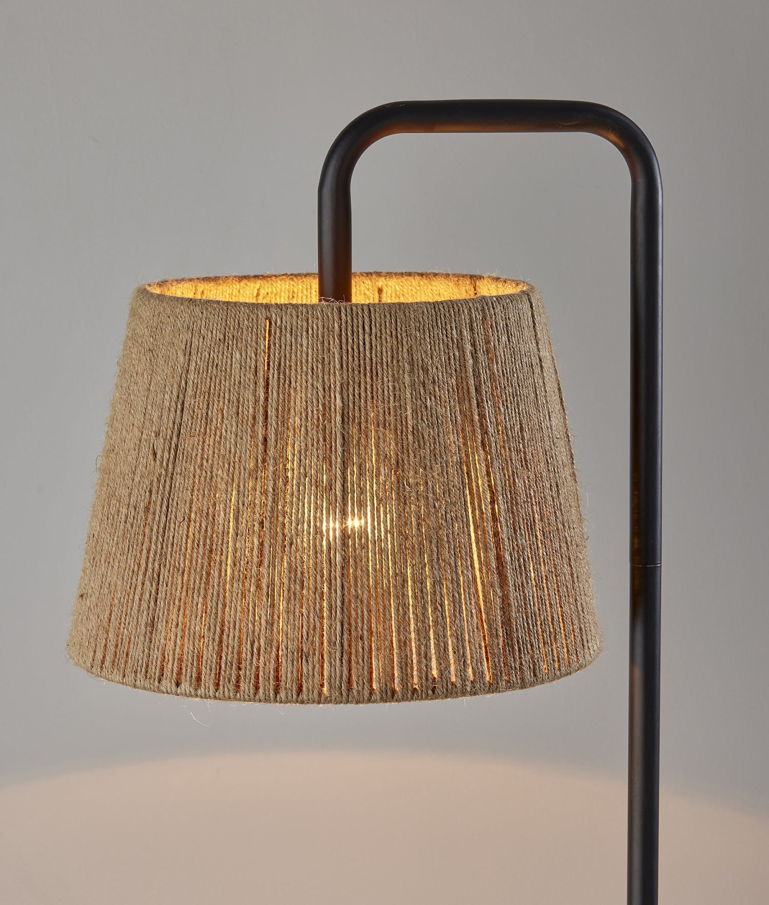 Mainstays Black Metal Floor Lamp with Rope Shade, Transitional Styling, Ideal for Office and Dorms, New
