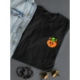 thumbnail image 3 of Cat Pumpkin Pin T-Shirt Women -Rose Khan Designs, Female Large, 3 of 4