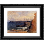 Paul Gauguin 2x Matted 24x20 Black Ornate Framed Art Print 'Coastal landscape'