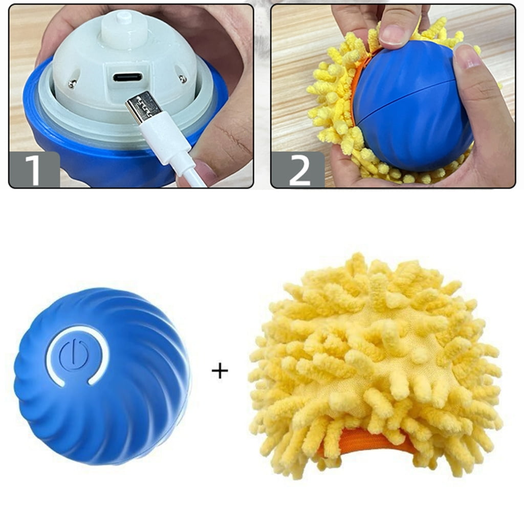 Fast Rolling Toy Ball and Motion Activated Cats Toy Playmat Rechargeable Interaction Play Mat Cats Chasing