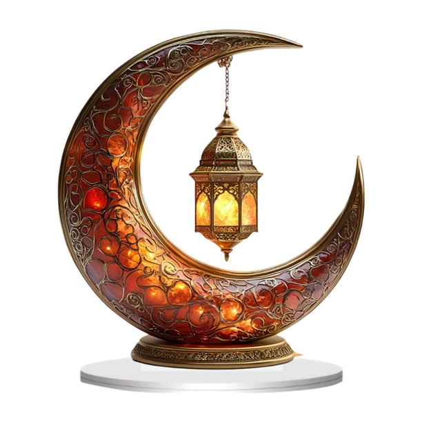 Lámpara de escritorio decorativa con luz de luna para Ramadán, Eid Mubarak, luz nocturna Estilo B